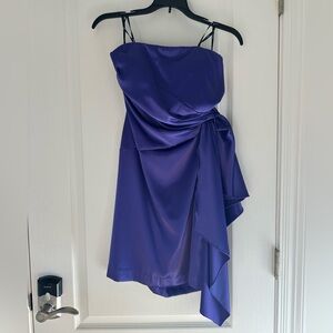 Purple hoco strapless short dress